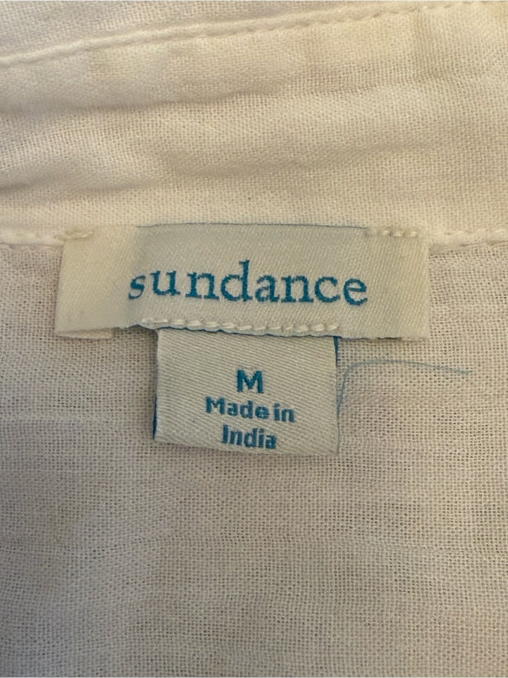 Sundance White Puff 3/4 Sleeves Button Up Top M Eyelet Summer Flowy Cotton Sheer - Picture 6 of 9
